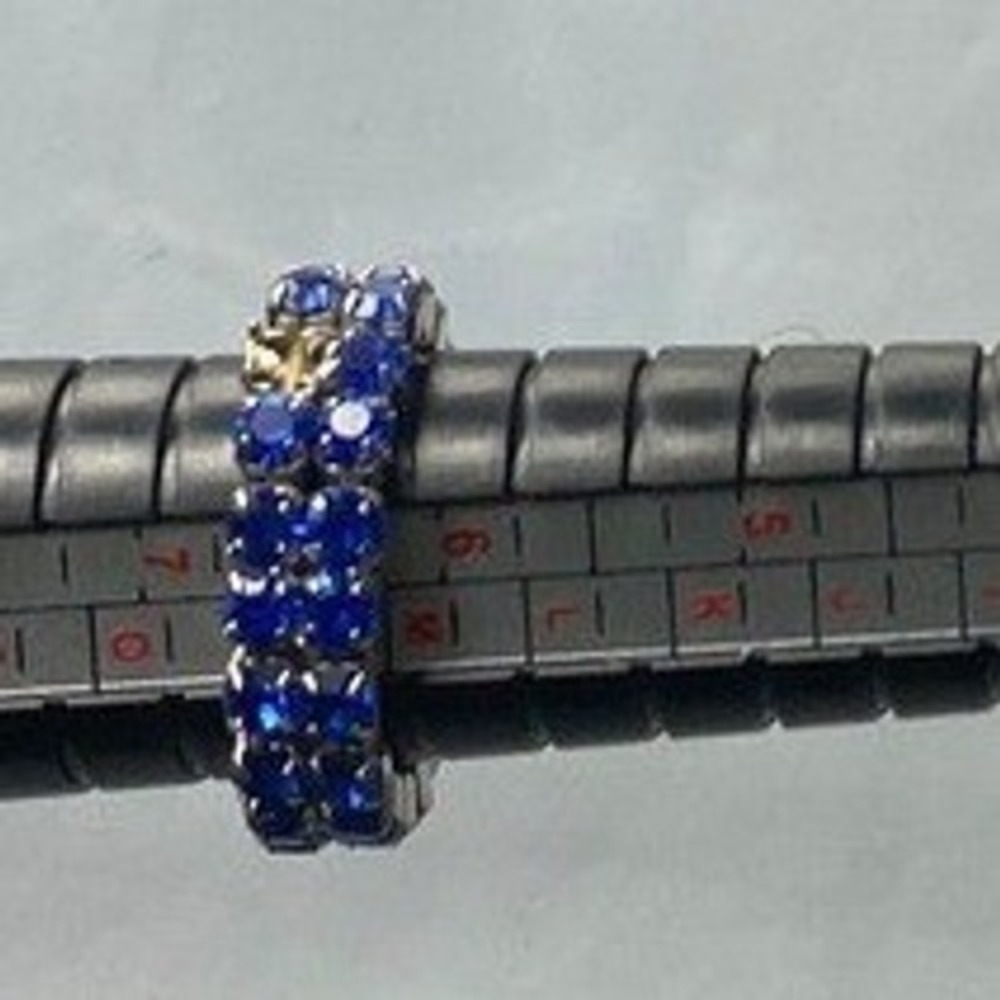 Sparkling Blue Gemstone Eternity Ring silver tone size 7.5